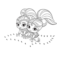 Desenho de Ligar pontos - Shimmer e Shine para colorir