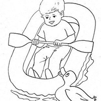 Desenho de Menino navegando no bote para colorir