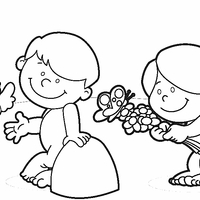 Desenho de Adão e Eva para criança para colorir
