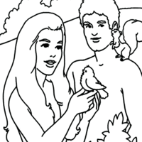 Desenho de Adão e Eva para colorir