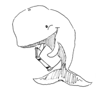Desenho de Baleia lendo para colorir