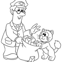 Desenho de Carteiro Pat e gato Jess para colorir