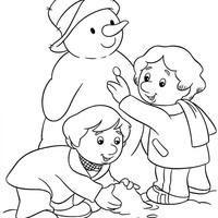 Desenho de Filhos do Carteiro Paulo e boneco de neve para colorir