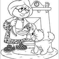 Desenho de Senhora Goggins e gato Jess para colorir