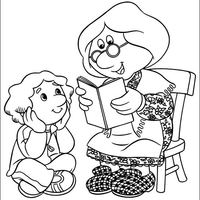 Desenho de Senhora goggins lendo para Amy para colorir
