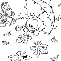 Desenho de Cut the Rope na chuva para colorir