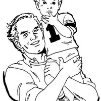 Desenho de Pai e filho no colo para colorir
