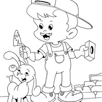 Desenho de Dia do Trabalho com menino construtor para colorir