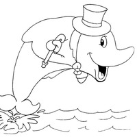 Desenho de Beluga com chapéu e bengala para colorir
