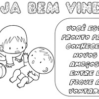 Desenho de Boas vindas à escola para colorir