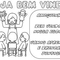 Desenho de Cartas de boas vindas com teatrinho para colorir