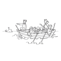 Desenho de Pescadores vendo baleia para colorir