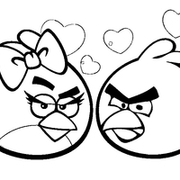 Desenho de Red menina e Red de Angry Birds para colorir