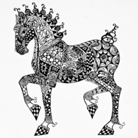Desenho de Zentangle cavalo bonito para colorir