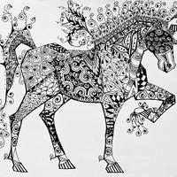 Desenho de Zentangle cavalo lindo para colorir