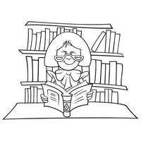 Desenho de Bibliotecária com óculos para colorir