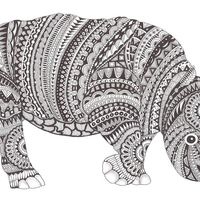 Desenho de Zentangle hipopótamo para colorir