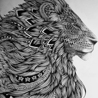 Desenho de Zentangle leão para colorir