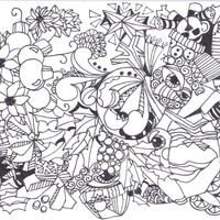 Desenho de Zentangle florzinhas para colorir