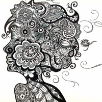 Desenho de Zentangle linda mulher para colorir