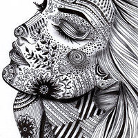 Desenho de Zentangle mulher para colorir