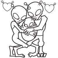 Desenho de Família de extraterrestres para colorir