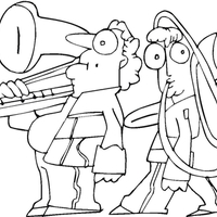 Desenho de Banda tocando trombone para colorir