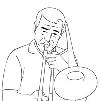 Desenho de Músico tocando trombone para colorir