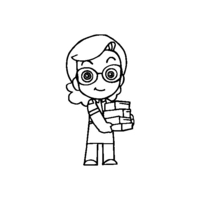 Desenho de Menina carregando livros para colorir