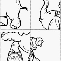 Desenho de Quebra-cabeça de elefante no circo para colorir