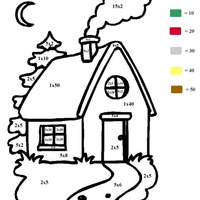 Desenho de Tabuada com casinha para colorir