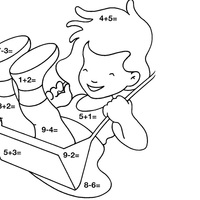 Desenho de Tabuada com menina na gangorra para colorir