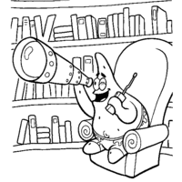 Desenho de Patrício Estrela na biblioteca para colorir