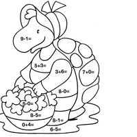 Desenho de Tabuada com tartaruguinha para colorir