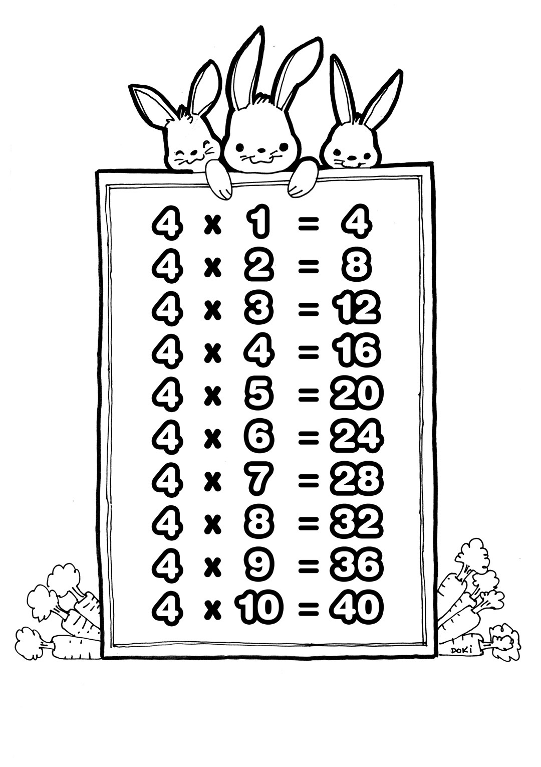 Tabuada De Multiplicação Para Imprimir - Desenhos Para Colorir