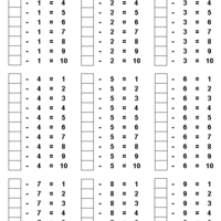 Desenho de Tabuada de subtração para completar para colorir