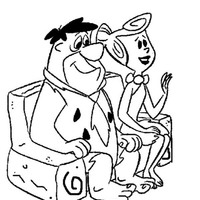 Desenho de Fred e Wilma no sofá para colorir