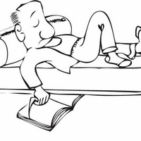 Desenho de Homem dormindo no divã para colorir