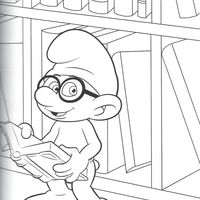 Desenho de Smurf Gênio na biblioteca para colorir