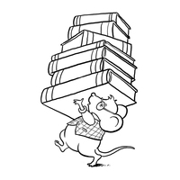 Desenho de Ratinho bibliotecário para colorir