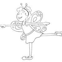 Desenho de Dançarina com roupa de borboleta para colorir