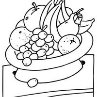 Desenho de Frutas na vasilha para colorir