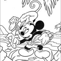 Desenho de Mickey brincando com filhotes de ursos para colorir