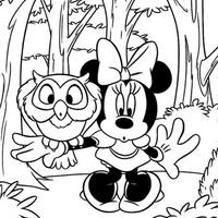 Desenho de Minnie e coruja no safari para colorir
