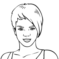 Desenho de Rihanna com cabelo curto para colorir