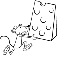Desenho de Ratinho carregando queijo para colorir