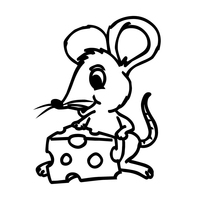 Desenho de Rato comendo queijo para colorir