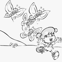 Desenho de Xuxinha e borboletas para colorir
