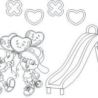 Desenho de Xuxinha e Guto no escorregador para colorir