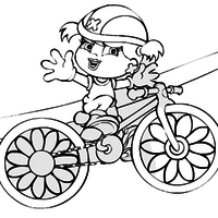 Desenho de Xuxinha andando de bicicleta para colorir